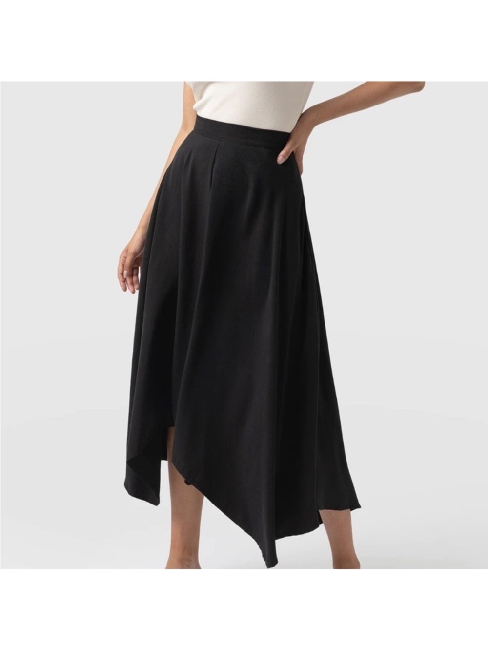 Saint and Sofia Black Asymmetric Hem Women's Skirt - Picture 2 of 4